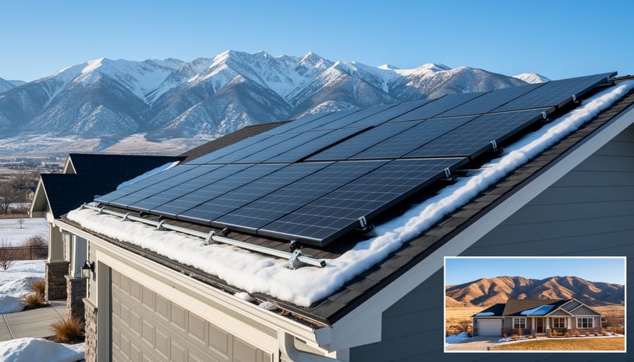 Residential home with solar panel installation against Utah mountain landscape